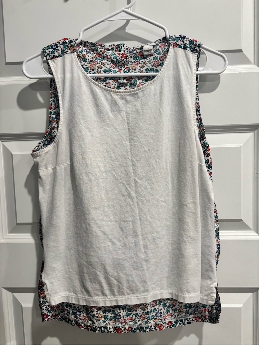 J. Crew White Tank with Floral Back